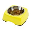 Pet Bowl Dogs/Cats Bowl with Stainless Steel Eating Surface Yellow, Large
