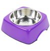 Pet Bowl Dogs/Cats Bowl with Stainless Steel Eating Surface Purple, Large