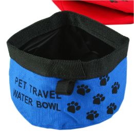 Pet Travel Water Bowl Dogs Cats Foldable &  Portable Bowl BLUE (9.5 * 4 Inches)