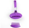 Long handle Stainless Steel Soft Dog Brush Cat brush With a Comb (Purple)