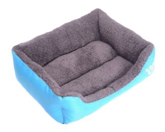 Pet Bed Dog Puppy Cat Soft Cotton Fleece Warm Nest House Mat--Blue 2