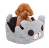 Pet Bed Dog Puppy Cat Soft Cotton Fleece Warm Nest House Mat--With Mat--Gray