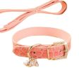 Rhinestone Pet Collars - Dog Leashes - Pet Supplies -- Pink Marbling 1
