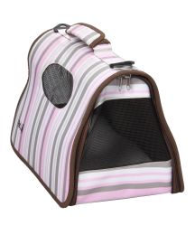 Airline Approved Folding Zippered Sporty Cage Pet Carrier (Color: Stripes, Size: medium)