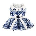 Blue Rose Harness Dress with Matching Leash (Size: X-Small)