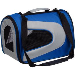 Airline Approved Folding Zippered Sporty Mesh Pet Carrier (Color: Blue, Size: large)