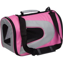 Airline Approved Folding Zippered Sporty Mesh Pet Carrier (Color: Pink, Size: large)