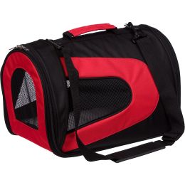 Airline Approved Folding Zippered Sporty Mesh Pet Carrier (Color: Red, Size: large)