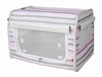 Folding Zippered Lightweight Wire-Framed Easy Folding Pet Crate (Color: Striped, Size: X-Large)