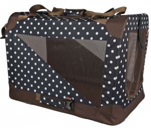 Folding Zippered 360 Vista View House Pet Crate (Color: Polka Dot, Size: X-Large)
