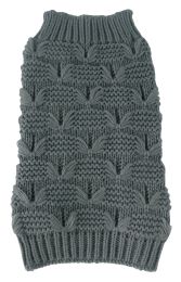 Butterfly Stitched Heavy Cable Knitted Fashion Turtle Neck Dog Sweater (Color: Grey, Size: X-Small)