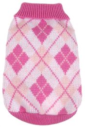 Argyle Style Ribbed Fashion Pet Sweater (Color: Pink, Size: X-Small)